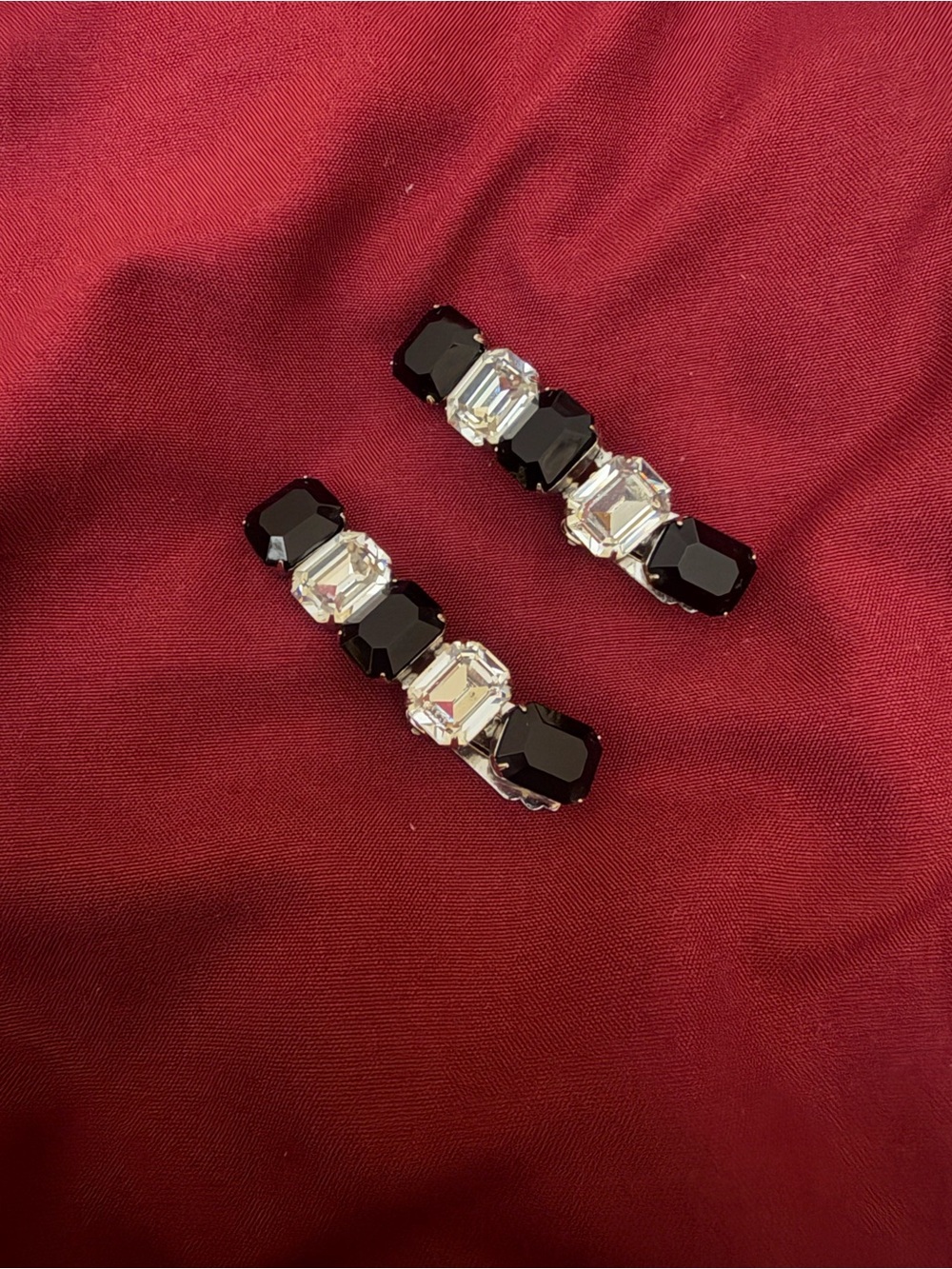 Black and Clear Crystal Brooch Set - Women's Jewelry